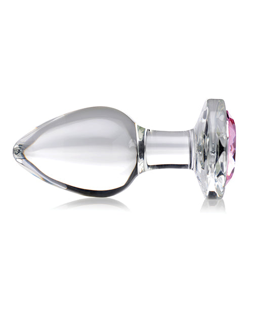 Booty Sparks Pink Gem Glass Anal Plug - Large