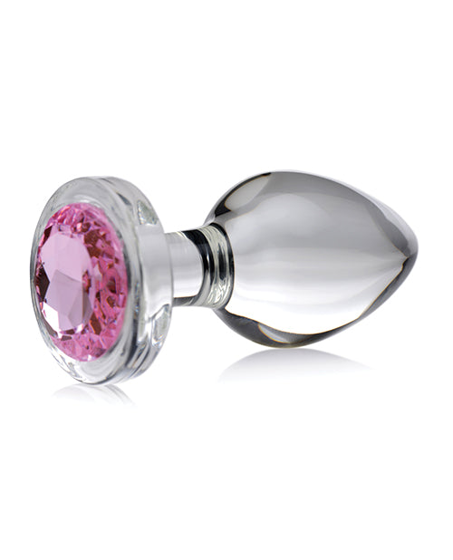 Booty Sparks Pink Gem Glass Anal Plug - Large