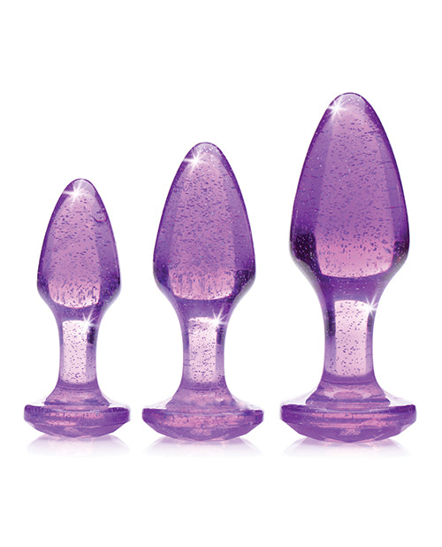 Booty Sparks Glitter Gem Anal Plug Set - Purple