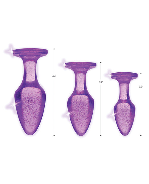Booty Sparks Glitter Gem Anal Plug Set - Purple