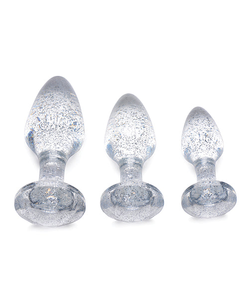 Booty Sparks Glitter Gem Anal Plug Set - Silver
