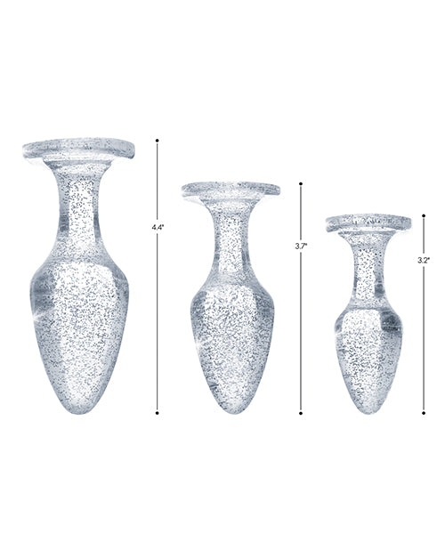 Booty Sparks Glitter Gem Anal Plug Set - Silver