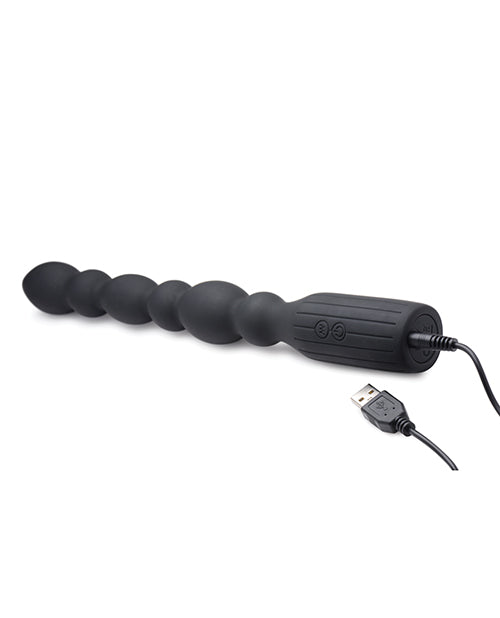 Master Series 10x Viper Silicone Anal Beads Vibrator - Black