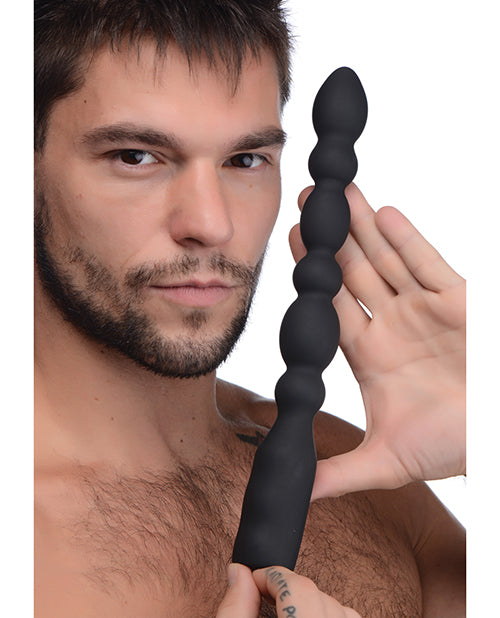 Master Series 10x Viper Silicone Anal Beads Vibrator - Black