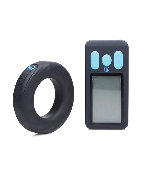 Zeus Electrosex E-Stim Pro Silicone Vibrating Cock Ring w/Remote - Black