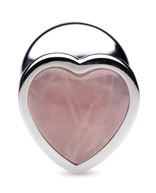 Booty Sparks Gemstones Rose Quartz Heart Anal Plug - Large