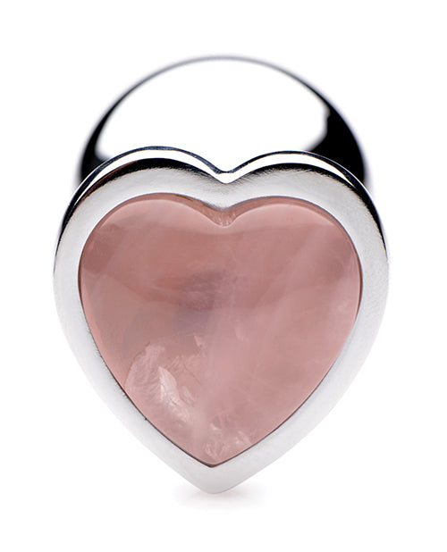 Booty Sparks Gemstones Rose Quartz Heart Anal Plug - Medium