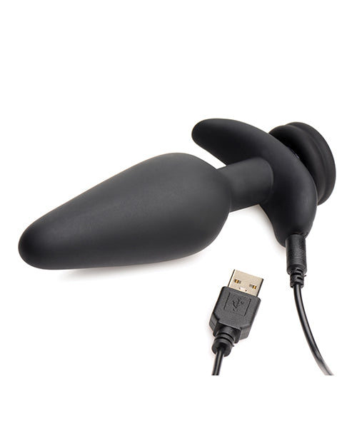 Tailz Snap On Interchangeable 10X Vibrating Silicone Anal Plug w/Remote - Black Large
