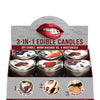 Earthy Body Edible Candle Display of 12 w/Tester - 4 Flavor Heart Tin