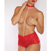 Allure Posh & Spicey Crotchless Panty w/Choker & Pearls - Red O/S