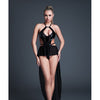 Allure Take Me Latex Look Vinyl and Mesh Teddy w/Attached Skirt - Black LG