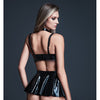 Allure Naughty Nights Latex Look Vinyl and Lace Choker Bra & Mini Skirt 2 pc Set - Black MD