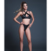 Allure Temptation Latex Look Vinyl and Mesh Harness Bra & Panty - Black LG