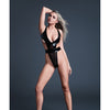 Allure Crave Me Latex Look Vinyl and Mesh Teddy - Black LG