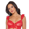 Scallop Stretch Lace Soft Cup Bralette - Red O/S