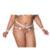 Satin Ribbon w/Elastic Harness & Cuffs Set - White/Gold QN