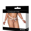 Satin Ribbon w/Elastic Harness & Cuffs Set - White/Gold QN