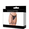 Lace Thong w/Garters and Bow Detail - Black LG