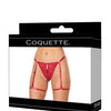 Lace Thong w/Garters and Bow Detail - Red XL