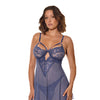 Twilight Fever Lace & Mesh Babydoll w/G-String - Navy XL