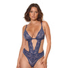 Twilight Fever Underwire Lace Teddy - Navy SM