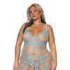 Blue Blossom Underwire Babydoll w/G-String - Blue 1X/2X