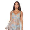 Blue Blossom Underwire Babydoll w/G-String - Blue XL