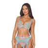 Blue Blossom Underwire Bat, Garter Belt, & G-String 3 pc Set - Blue SM