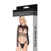Darque Stretch Mesh Long Sleeve Open Bust Crop Top Black OS