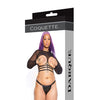 Darque Stretch Mesh Long Sleeve Open Bust Crop Top Black OS/XL