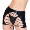 Darque Wet Look Reversible Lace Up Skirt - Black MD