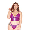 Darque PVC Bralette & G-String - Purple QN