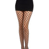 Double Knitted Fence Net Pantyhose - Black O/S