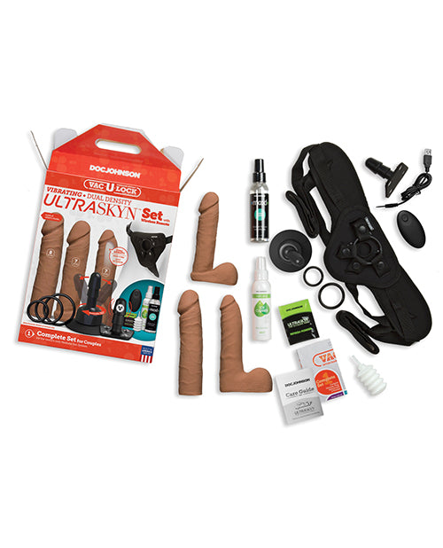 Vac-U-Lock Vibrating Dual Density ULTRASKYN Set w/Wireless Remote - Assorted Tones