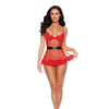 Apron Style Babydoll w/G-String & Detachable Santa Belt - Red XL