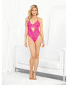 Neons Keyhole Front Teddy w/Tanga Back - Neon Pink