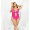 Neons Keyhole Front Teddy w/Tanga Back - Neon Pink
