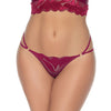 Double Strap Lace Thong - Wine M/L