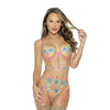 Underwire Corset Bra Top w/Garterbelt & G-String Coral X-Large