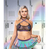 Ready Let's Glow Flash Reflective Mesh Top w/Skirt, G-String & Pom-Pom Pasties 4 pc Set - Multi Color S/M