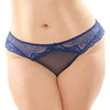 Cassia Crotchless Lace & Mesh Panty - Navy