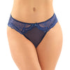 Cassia Crotchless Lace & Mesh Panty - Navy