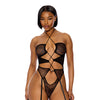 Pull My Strings Sheer Mesh Halterneck Teddy - Black MD