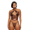 Liquid Metal Metallic Mesh Bustier w/G-String 2 pc Set - Metallic Copper MD