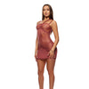 Patch of Petals Sheer Mesh and Lace Chemise w/Thong 2 pc Set - Mauve SM