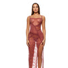Patch Of Petals Sheer Mesh and Lace Gown w/Thong 2 pc Set - Mauve SM