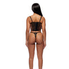 Animal Instincts Sheer Mesh and Lace Bustier w/Thong 2 pc Set - Animal LG