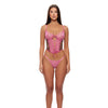 Animal Instincts Mesh Bustier & Panty 2 pc Set - Pink Leopard MD