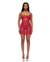 Layers To This Sheer Mesh and Knit Chemise w/Thong 2 pc Set - Pink SM