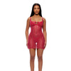 Layers To This Sheer Mesh and Knit Chemise w/Thong 2 pc Set - Pink SM